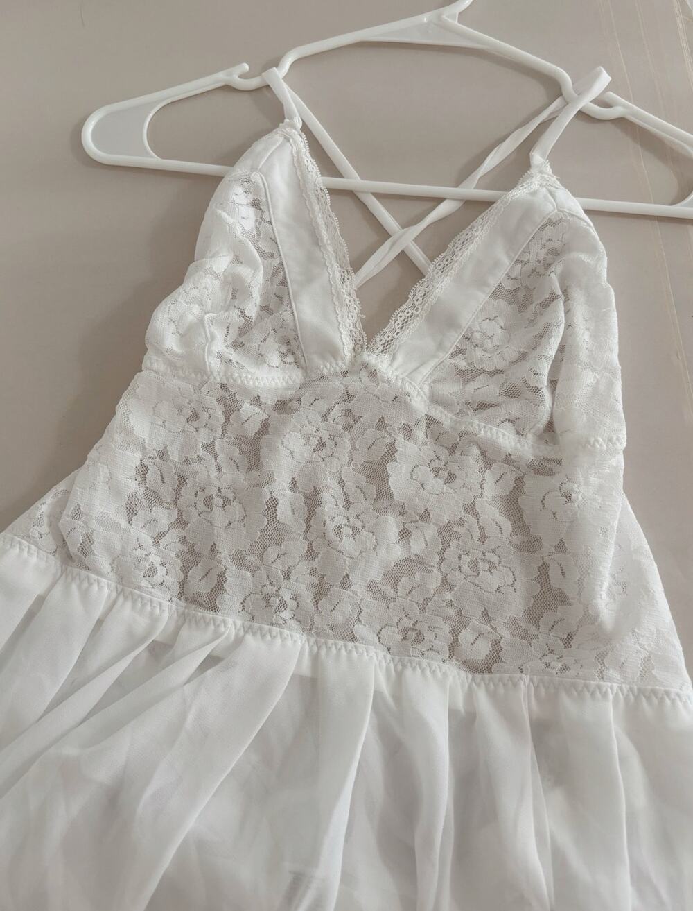 White Frederick's of Hollywood Lace Lingerie Maxi Dress XL
